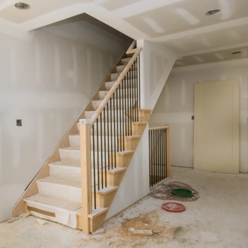 Basement staircase finishing in progress